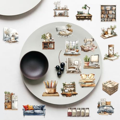 50Pcs Vintage Stickers,Waterproof Transparent PET Aesthetic Decorative Sticker Scrapbooking Supplies for Adult Card Making Letters Planner Journaling Junk Journal Water Bottles Art Craft,Retro Scene