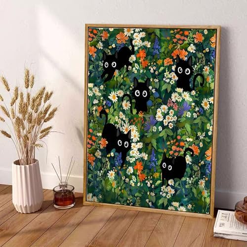 Black Cat Diamond Art Kits for Adults, Diamond Painting for Beginner 5DDIY