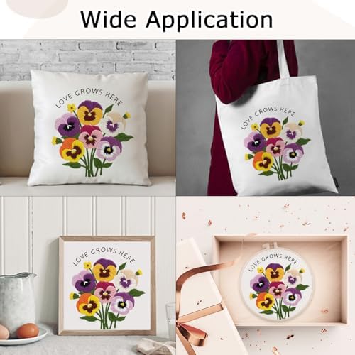 Nuberlic Embroidery Kit for Beginners, Pansy Needlepoint Kit