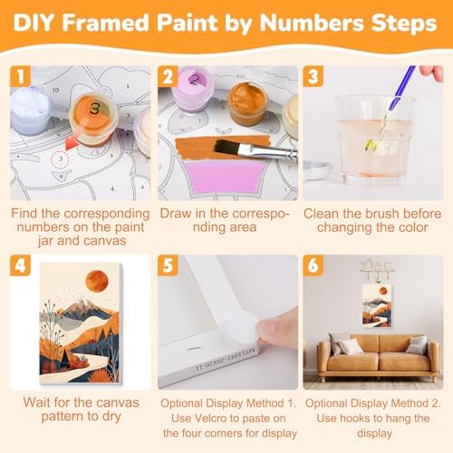 KEYIFA Paint by Numbers for Adults on Framed Canvas - with Wooden Easel, Mountain Range Painting by Number Kit for Beginners, DIY Scenery Acrylic Paint-by-Number Kits for Home Wall Decor (8x12 inch)