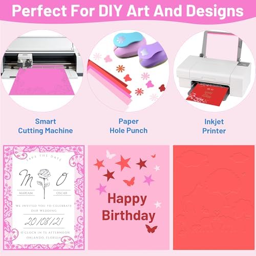 Oleitodh 100 Sheets 8.5x11 in Cardstock, 5 Red Tones, 180GSM/65lb
