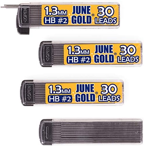June Gold 1.3 mm, 120 Lead Refills, HB #2, 4 Dispensers/w 30 Pieces Each