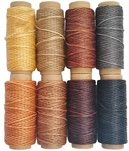 JANYUN 264 Yards 150D Leather Sewing Waxed Thread Cord for Leather Craft DIY 1mm Diameter 8 Colors Sewing Thread Cord,Each of 33 Yards (Color A)