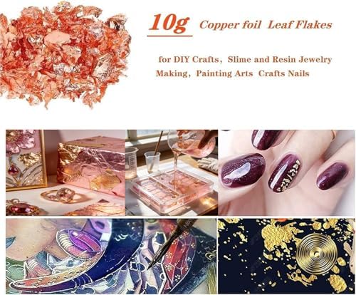 Rose Gold Schabin Flakes, 10g Copper Metallic Foil Flakes ，for Nail Art, Painting, Crafts, Slime and Resin Jewelry Making ， DIY Crafts，Resin Jewelry Making ﻿