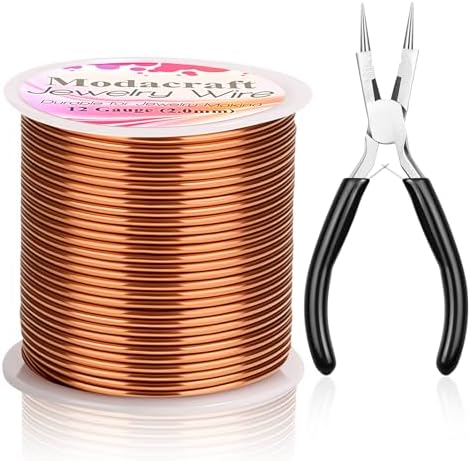 Premium 12 Gauge Copper Wire - 32.8ft Bendable Metal Craft Wire with 4-in-1 Pliers for Jewelry Making, Floral Design, Doll Making, and DIY Crafts Easy Wire Cutting, Shaping, and Wrapping