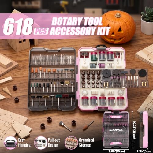618PCS Rotary Tool Accessories Kit, Pink