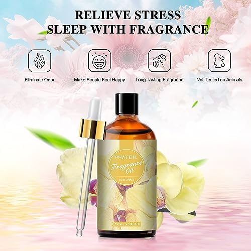 PHATOIL Black Orchid Fragrance Oil for Diffuser Aromatherapy 3.38FL.OZ | Long Lasting Scented Oils For Humidifier, Air Freshener, DIY Soap Candle, Scent Project Making, Aroma Oil for Home Freshening