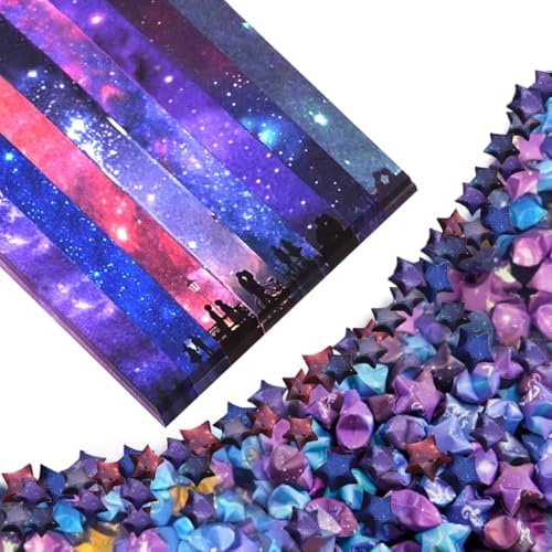 Origami Paper Stars, Colorful Handcraft Origami Lucky Star Paper DIY Paper Arts Creativity Hand Art Crafts (Starry sky gradual change(540) sheets)