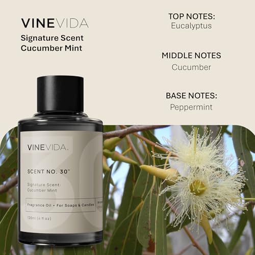 VINEVIDA [4oz] Cucumber Mint Fragrance Oil for Candle Making and Soap Making - Premium Candle Scents for Soy Candles