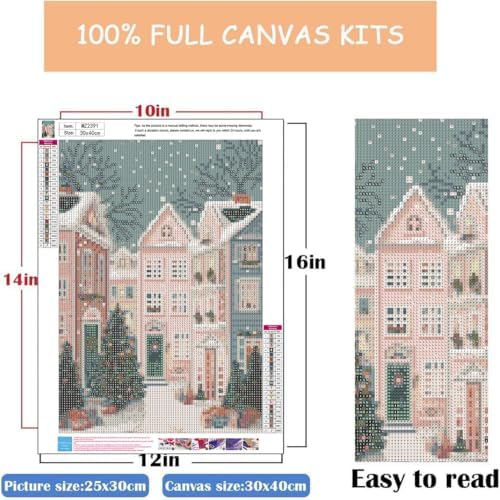 WNPOKN Christmas Winter House Diamond Art Kits for Adults 12 x 16inch