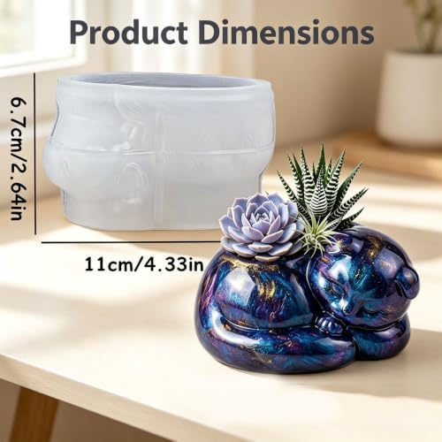Sleep Cat Silicone Resin Mold for Candle Making Succulent Pot Vase