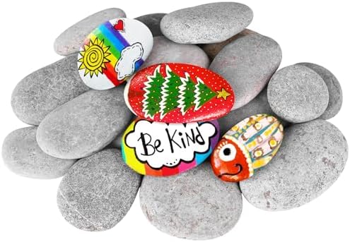 River Rocks for Painting 20 Pcs Large 2-3 Inch Flat Smooth Painting Stones Craft Rock to Paint for Kids Crafts Painting Bulk