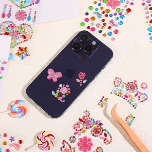 Gem Stickers for Crafting, Face, Eye, and Body Makeup, DIY Decoration, Kids' Rewards (Gem Stickers F (8 Sheets))