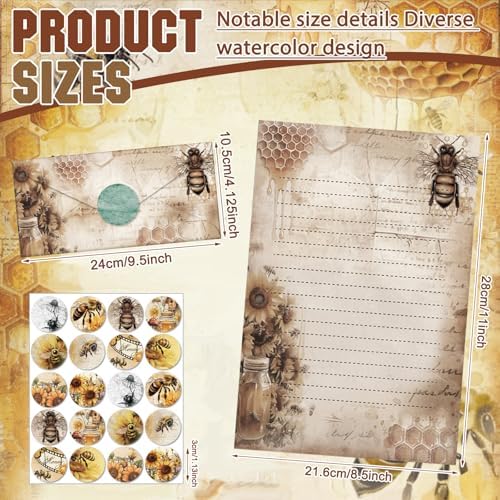 TaoBary 160 Pcs Vintage Bee Butterfly Stationery Paper and Envelopes Set