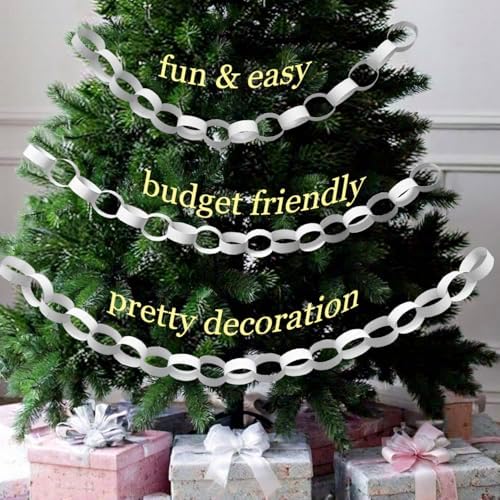 Origami Joy 300 White Paper Chain Strips for Crafting. No Glue or Tape Needed. Kid Friendly & Family Fun. Yields Over 50 Feet of Paper Chains for Party or Classroom Decorations (White)