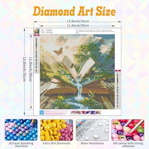 Magic Book Diamond Art Kits for Adults Beginners 14x14 in, DIY Craft Gift