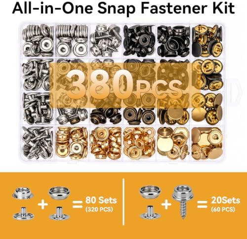 GRENTOOL Snap Fastener Tool Kit with 100 Sets 15mm Boat Cover Snaps