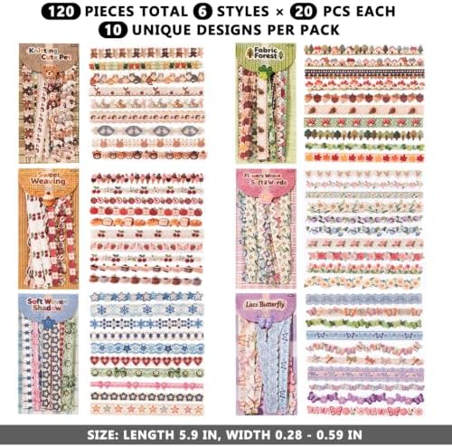 Fabrication Dividing line Wasi Tape 120 Pcs Vintage Watercolor Washi Tape Set, Decorative Tape for Bullet Journal, DIY Craft, Scrapbook Supplies