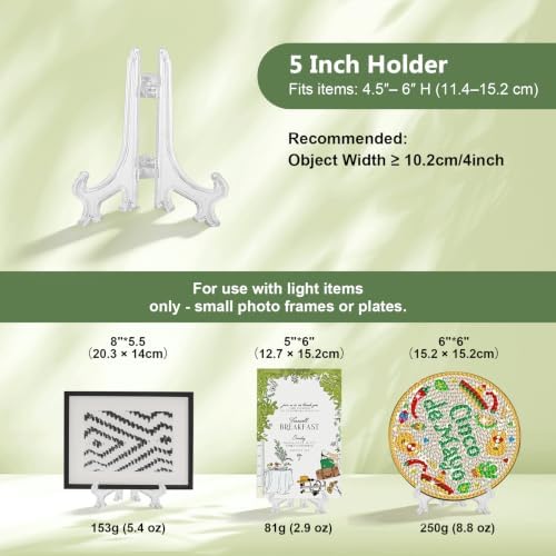 Artliving 5 Inch Clear Plastic Easels or Stand/Plate Holders to Display Pictures or Other Items at Weddings, Home Decoration, Birthdays, Tables (12 Pack)