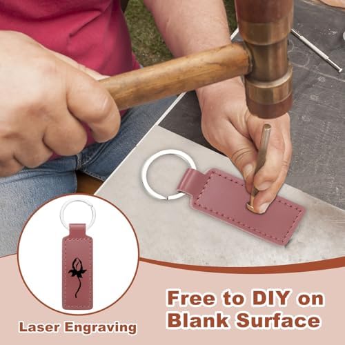 MECCANIXITY Leather Keychain Blanks Bulk Rectangle Laser Engraving Keychain Kit
