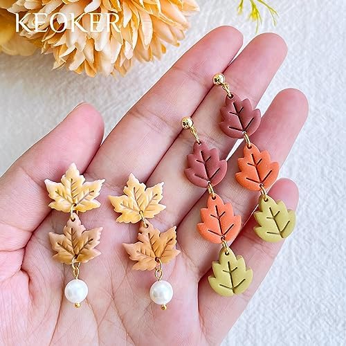 Keoker Fall Polymer Clay Cutters - Maple Leaf Shapes for Earrings, 9 Autumn Clay Earrings Cutters