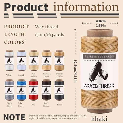 Jupean Waxed Thread for Leather Threads Black Thread Leather String Cord