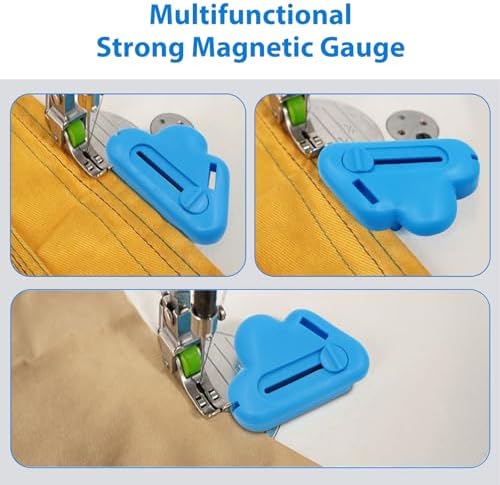 3Pcs Magnetic Seam Guide for Sewing Machine with Seam Rippers, Multifunctional Hemmer Guide with Scale, Stitch Remover Tool, Universal Sewing Accessories and Supplie