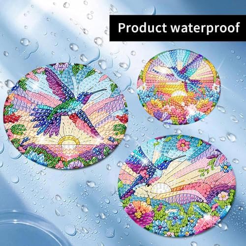 8 Pcs Diamond Art Coasters Kit for Adult with Holder, Diamond Coaster 4x4in