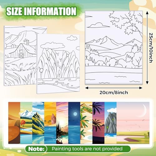 Sherr 20 Pcs Pre Drawn Canvas Landscape for Painting for Adults