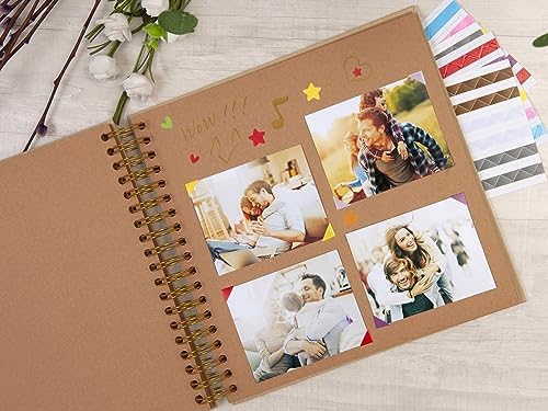 potricher 10 x 10 Inch DIY Scrapbook Photo Album 80 Pages, Yellow | Thick Kraft Paper Scrap Book Photo Albums, Memory Book for Wedding, Anniversary, Baby, Family, Travel, DIY Projects