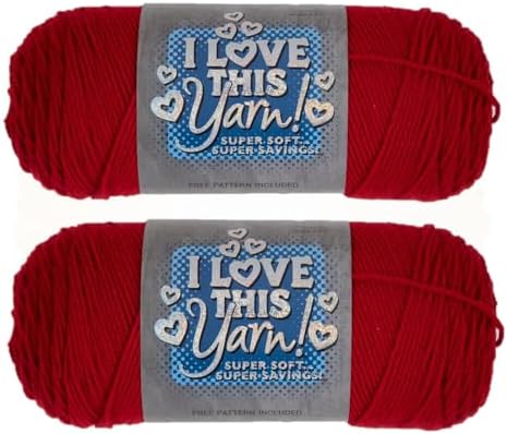 Hobby Lobby I Love This Yarn, 100% Acrylic, Red, Set of 2