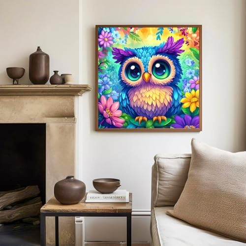 Owl Paint by Numbers Kit for Kids, 8x8 inch