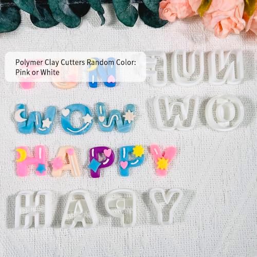 Xaekicr Alphabet Polymer Clay Cutters: 26 Pcs, Letter Designs for Polymer Clay Jewelry,Letter Clay Molds for DIY Custom Clay Earrings