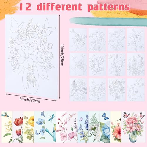 Tinlade 12 Pcs Pre Drawn Canvas for Painting Stretched,Elegant Style