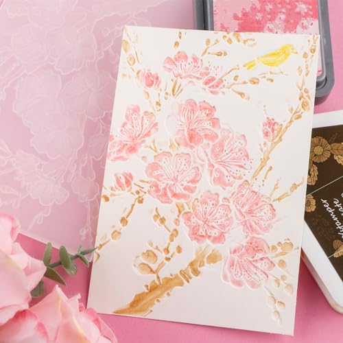 3D Embossing Folder for Card Making Embossing Flower Blossom Floral Plastic Embossing Folder Template for DIY Scrapbooking Paper Crafting Handmade Crafts Scrapbooking Supplies Scrapbook Album Decor