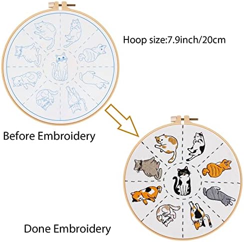 Louise Maelys Cat Embroidery Kit for Beginners Animal Pattern DIY Craft