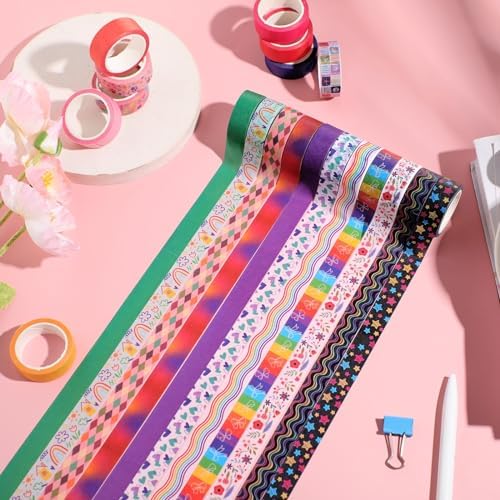 TaoBary 33 Rolls Washi Tape Set, 15mm Holiday Seasonal,Cool Style