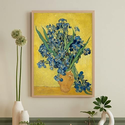 VeGuude Diamond Art Kits for Adults-Van Gogh Diamond Painting Kits for Adults Beginners,Irises 5D DIY Full Drill Diamond Painting Cat Gem Art and Crafts 12x16inch