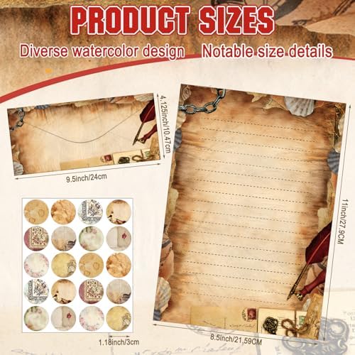 TaoBary 160 Pcs Vintage Stationery Paper and Envelopes Set, 8.5 x 11''