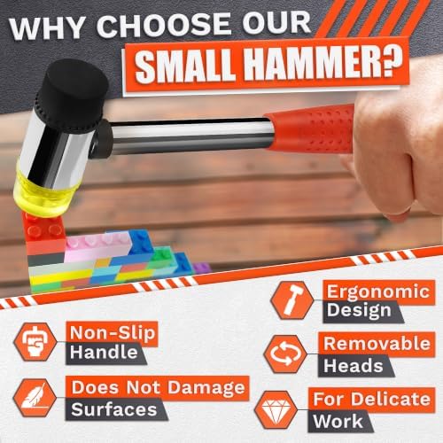 Small Red Rubber Mallet Hammer 1", 25mm Double Faced Non Marring Head