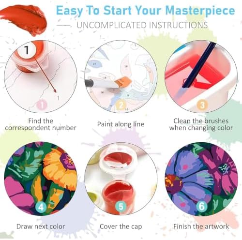 AIBOERL Paint by Numbers Kit for Adults Beginner,Flowers,12X16In
