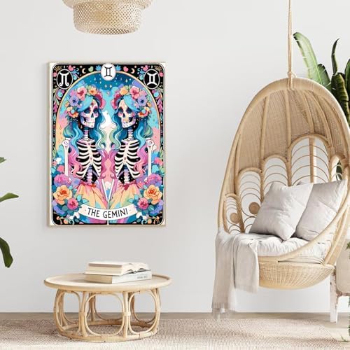 GOUOYANA Paint By Numbers Kit for Adults-Skull THE Gemini Funny Canvas | Adult Paint by Number Kits on Canvas for Painting DIY Skull THE GEMINI Painting Art by Numbers for Home Wall Art Gift12X16in