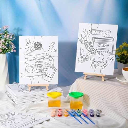Sherr 140 Pcs 20 Set Pre Drawn Canvas Painting Kit, Vintage
