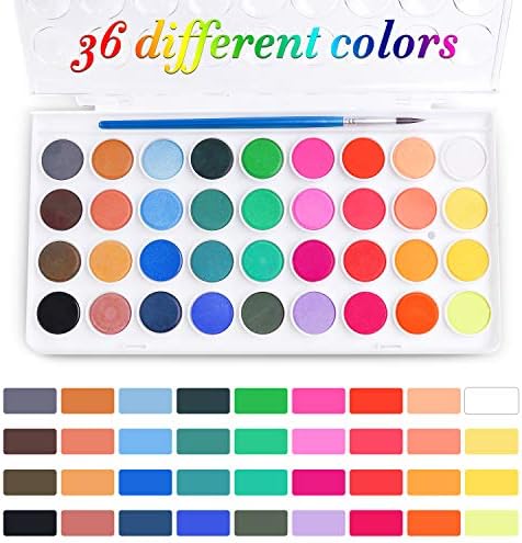 AROIC Watercolor Paint Set, 36-Color Watercolor Paint with 10 Brushes