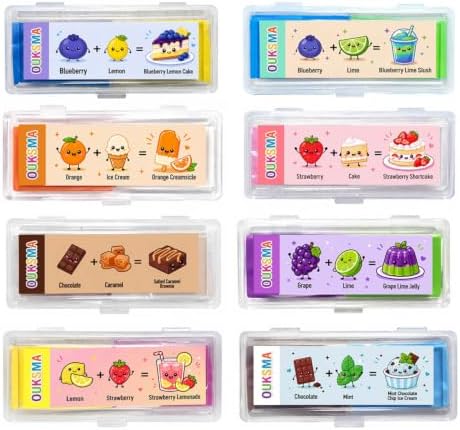 Scented Kneaded Erasers, 10 Colors & 10 Scents, Soft Kneadable Erasers for Drawing, Sketching, Graphite & Charcoal, Putty Eraser with Individual Storage Cases (8, 10 Colors)