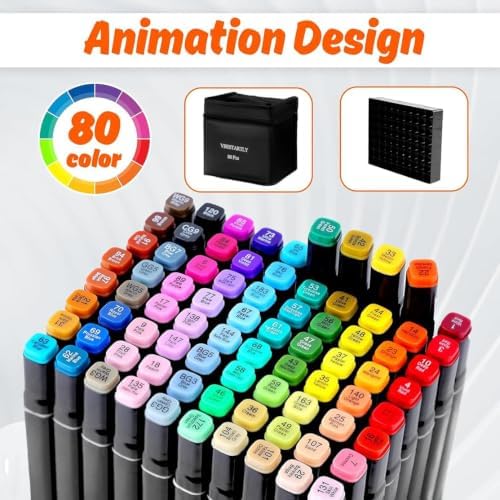 VBESTARTLY 120 Colors Alcohol Markers with Base, Permanent Dual Tip Art Markers for Adults Anime Coloring Sketch Illustrations Pefect for Gift