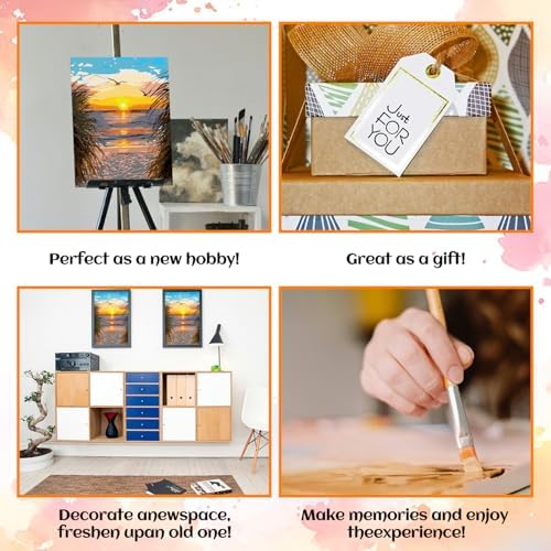 Paint by Numbers Kit for Adults, Beach Sunset Art for Beginners, 16x20 Inch