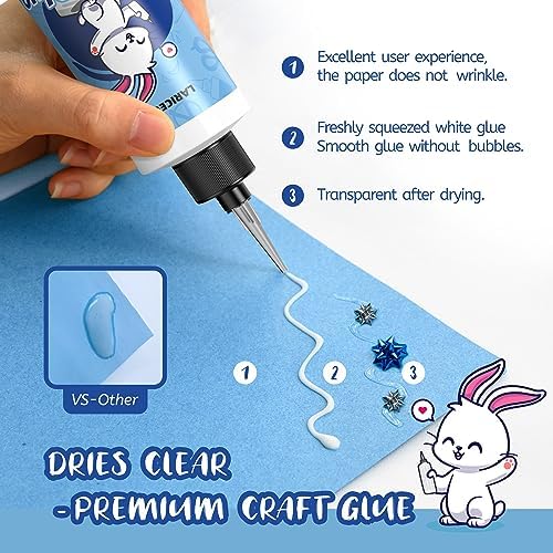 Craft Glue 4oz with Precision Tips | Quick Dry Clear Strong Permanent Tacky Glue for Fabric & Paper Crafts, Scrapbooking, Card Making Supplies