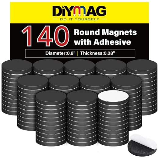 DIYMAG Magnets with Adhesive Backing, 140P Flexible Fridge Magnetic Dots