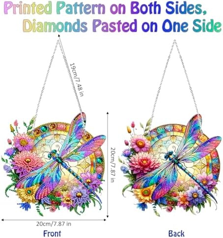 Koikify Floral Dragonfly Diamond Painting Pendant Kit for Adults